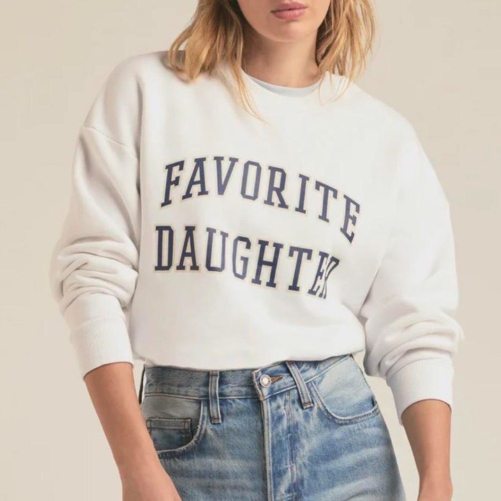 Favorite Daughter White Crew Neck Sweater